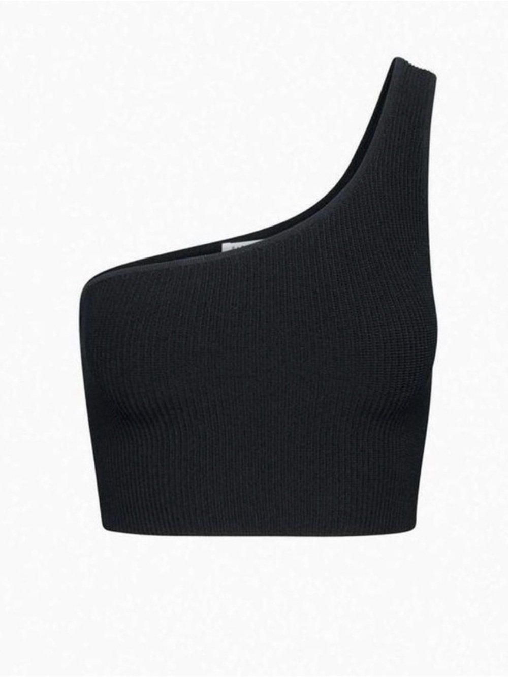 Babaton One-Shoulder Black Ribbed Crop Top